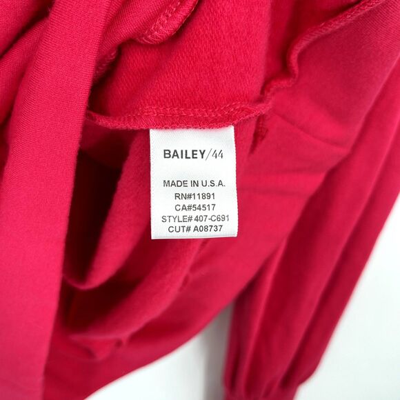 Bailey 44 Puff Sleeve Sweatshirt Top in Red Round Neck Size XS, Made in USA Soft - Picture 9 of 9